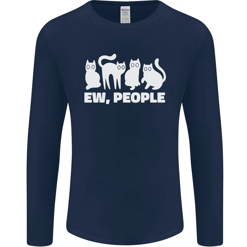Cats Ew People Funny Mens Long Sleeve T-Shirt Navy Blue