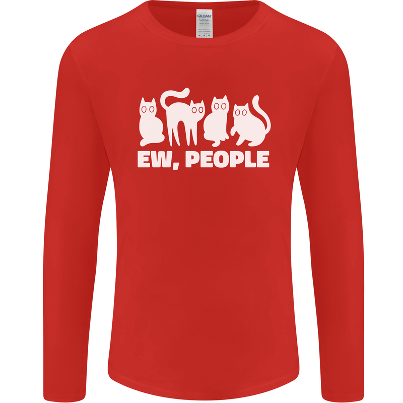 Cats Ew People Funny Mens Long Sleeve T-Shirt Red