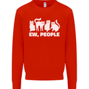 Cats Ew People Funny Mens Sweatshirt Jumper Bright Red