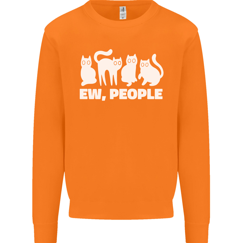 Cats Ew People Funny Mens Sweatshirt Jumper Orange