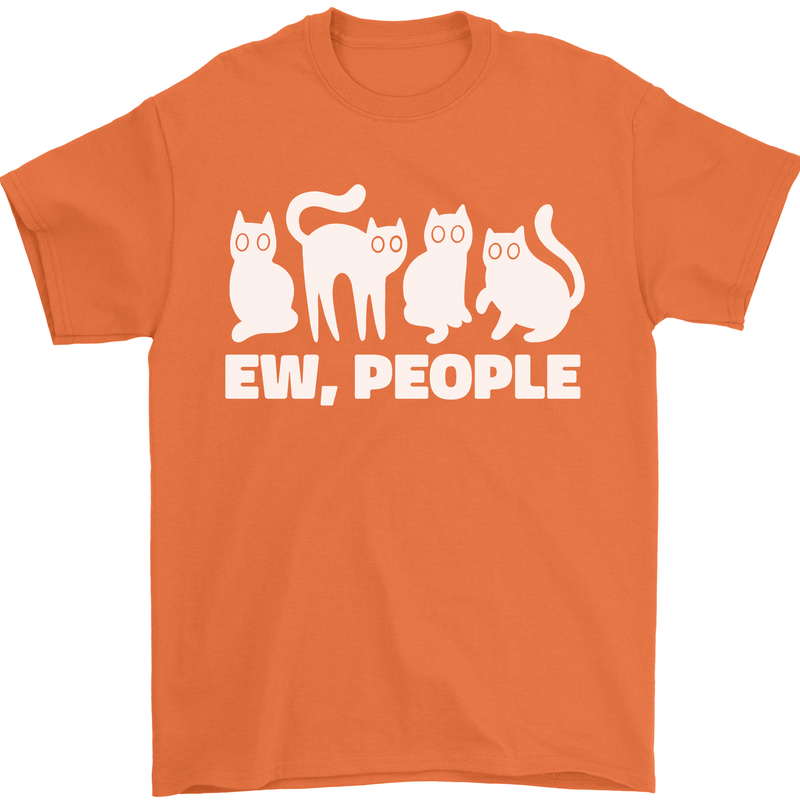 Cats Ew People Funny Mens T-Shirt 100% Cotton Orange