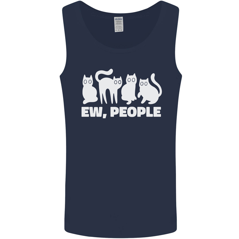 Cats Ew People Funny Mens Vest Tank Top Navy Blue