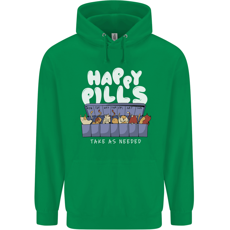 Cats Happy Pills Antidepressant Childrens Kids Hoodie Irish Green