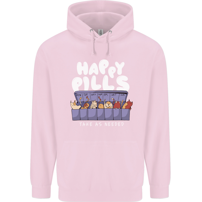 Cats Happy Pills Antidepressant Childrens Kids Hoodie Light Pink