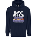 Cats Happy Pills Antidepressant Childrens Kids Hoodie Navy Blue
