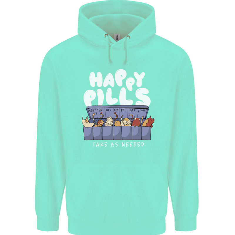 Cats Happy Pills Antidepressant Childrens Kids Hoodie Peppermint