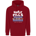 Cats Happy Pills Antidepressant Childrens Kids Hoodie Red