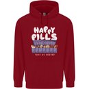 Cats Happy Pills Antidepressant Childrens Kids Hoodie Red