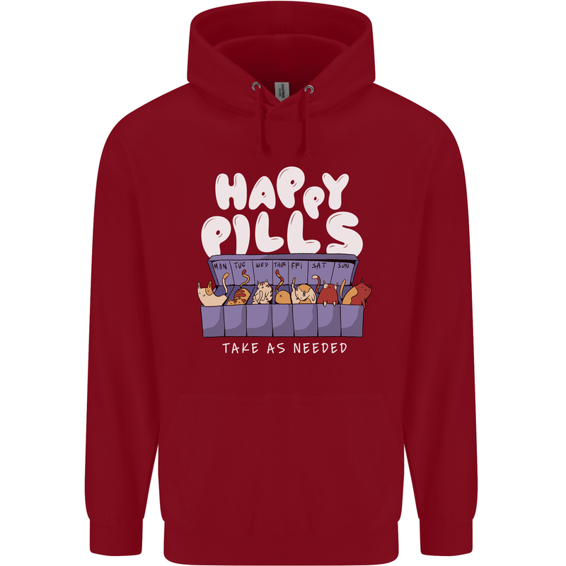 Cats Happy Pills Antidepressant Childrens Kids Hoodie Red