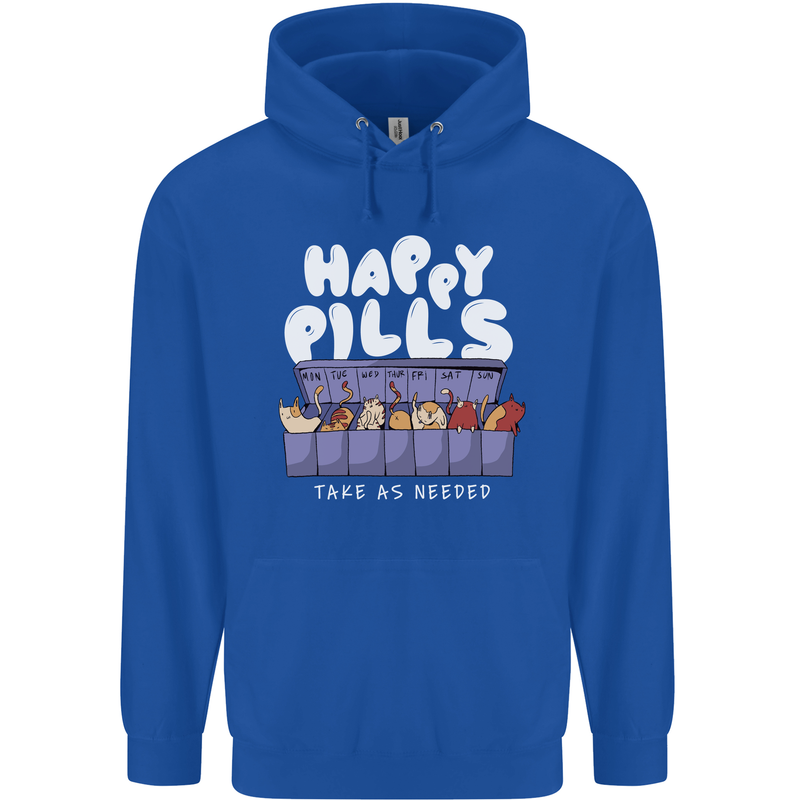 Cats Happy Pills Antidepressant Childrens Kids Hoodie Royal Blue