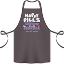 Cats Happy Pills Antidepressant Cotton Apron 100% Organic Dark Grey