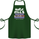 Cats Happy Pills Antidepressant Cotton Apron 100% Organic Forest Green