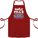 Cats Happy Pills Antidepressant Cotton Apron 100% Organic Maroon
