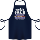Cats Happy Pills Antidepressant Cotton Apron 100% Organic Navy Blue