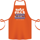 Cats Happy Pills Antidepressant Cotton Apron 100% Organic Orange