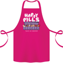 Cats Happy Pills Antidepressant Cotton Apron 100% Organic Pink