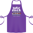 Cats Happy Pills Antidepressant Cotton Apron 100% Organic Purple
