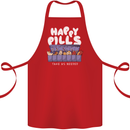 Cats Happy Pills Antidepressant Cotton Apron 100% Organic Red