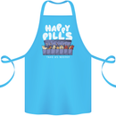 Cats Happy Pills Antidepressant Cotton Apron 100% Organic Turquoise
