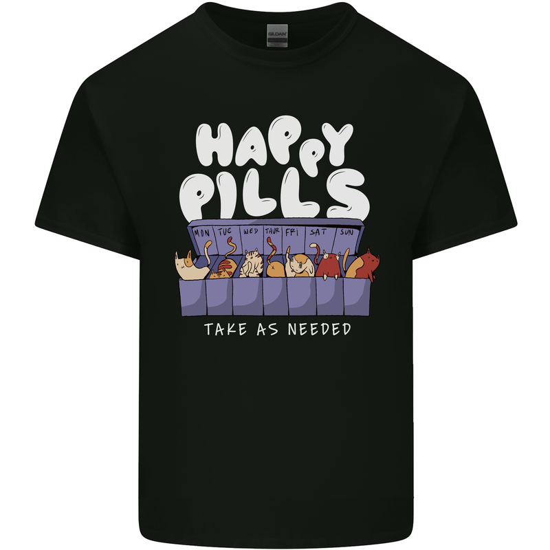 Cats Happy Pills Antidepressant Kids T-Shirt Childrens Black