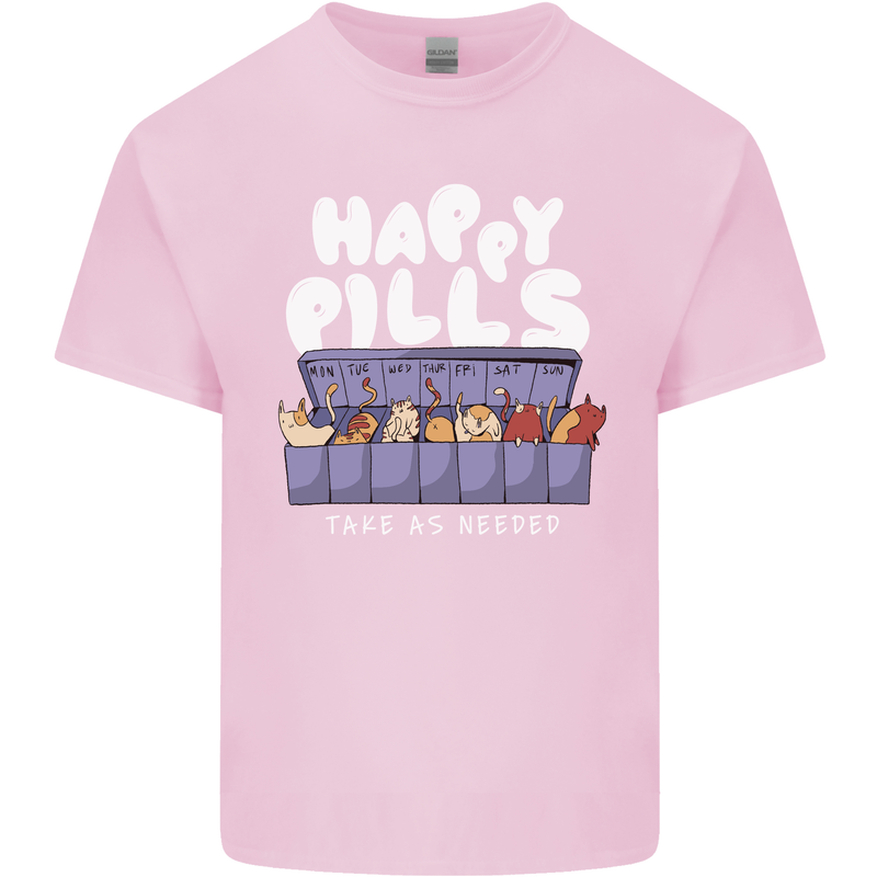 Cats Happy Pills Antidepressant Kids T-Shirt Childrens Light Pink