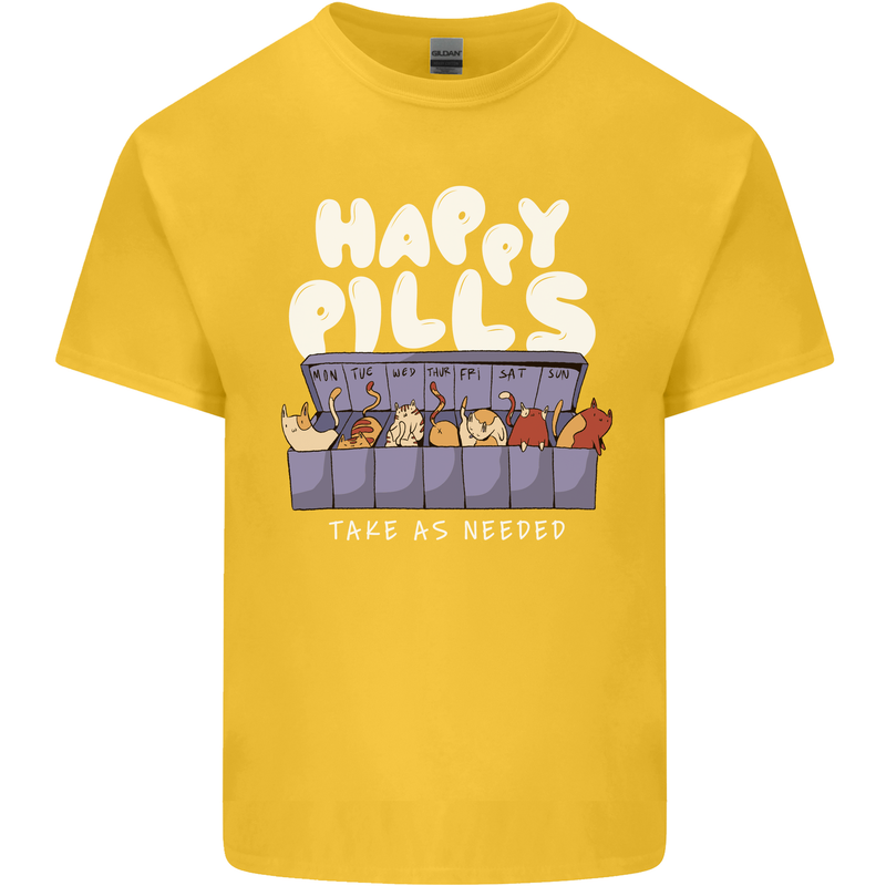 Cats Happy Pills Antidepressant Kids T-Shirt Childrens Yellow