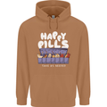 Cats Happy Pills Antidepressant Mens 80% Cotton Hoodie Caramel Latte
