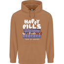 Cats Happy Pills Antidepressant Mens 80% Cotton Hoodie Caramel Latte