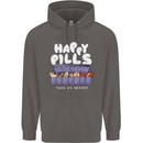 Cats Happy Pills Antidepressant Mens 80% Cotton Hoodie Charcoal