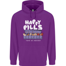 Cats Happy Pills Antidepressant Mens 80% Cotton Hoodie Purple