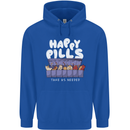 Cats Happy Pills Antidepressant Mens 80% Cotton Hoodie Royal Blue