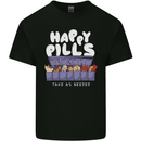 Cats Happy Pills Antidepressant Mens Cotton T-Shirt Tee Top Black