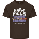 Cats Happy Pills Antidepressant Mens Cotton T-Shirt Tee Top Dark Chocolate