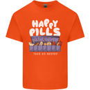 Cats Happy Pills Antidepressant Mens Cotton T-Shirt Tee Top Orange