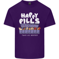 Cats Happy Pills Antidepressant Mens Cotton T-Shirt Tee Top Purple
