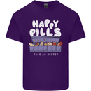 Cats Happy Pills Antidepressant Mens Cotton T-Shirt Tee Top Purple