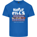 Cats Happy Pills Antidepressant Mens Cotton T-Shirt Tee Top Royal Blue