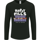 Cats Happy Pills Antidepressant Mens Long Sleeve T-Shirt Black