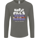 Cats Happy Pills Antidepressant Mens Long Sleeve T-Shirt Charcoal