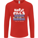 Cats Happy Pills Antidepressant Mens Long Sleeve T-Shirt Red