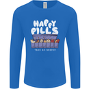 Cats Happy Pills Antidepressant Mens Long Sleeve T-Shirt Royal Blue