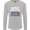Cats Happy Pills Antidepressant Mens Long Sleeve T-Shirt Sports Grey