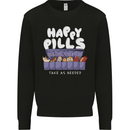 Cats Happy Pills Antidepressant Mens Sweatshirt Jumper Black
