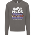 Cats Happy Pills Antidepressant Mens Sweatshirt Jumper Charcoal