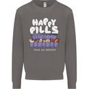 Cats Happy Pills Antidepressant Mens Sweatshirt Jumper Charcoal