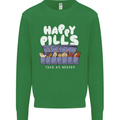 Cats Happy Pills Antidepressant Mens Sweatshirt Jumper Irish Green