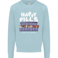 Cats Happy Pills Antidepressant Mens Sweatshirt Jumper Light Blue
