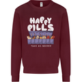 Cats Happy Pills Antidepressant Mens Sweatshirt Jumper Maroon