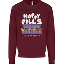 Cats Happy Pills Antidepressant Mens Sweatshirt Jumper Maroon