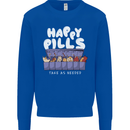 Cats Happy Pills Antidepressant Mens Sweatshirt Jumper Royal Blue
